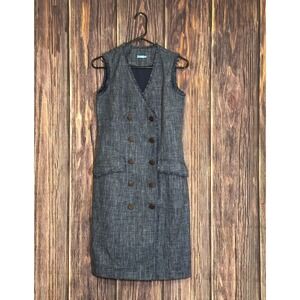 J.McLaughlin Dress Womens 2 Gray Tweed Sleeveless Double Breasted Career Chic